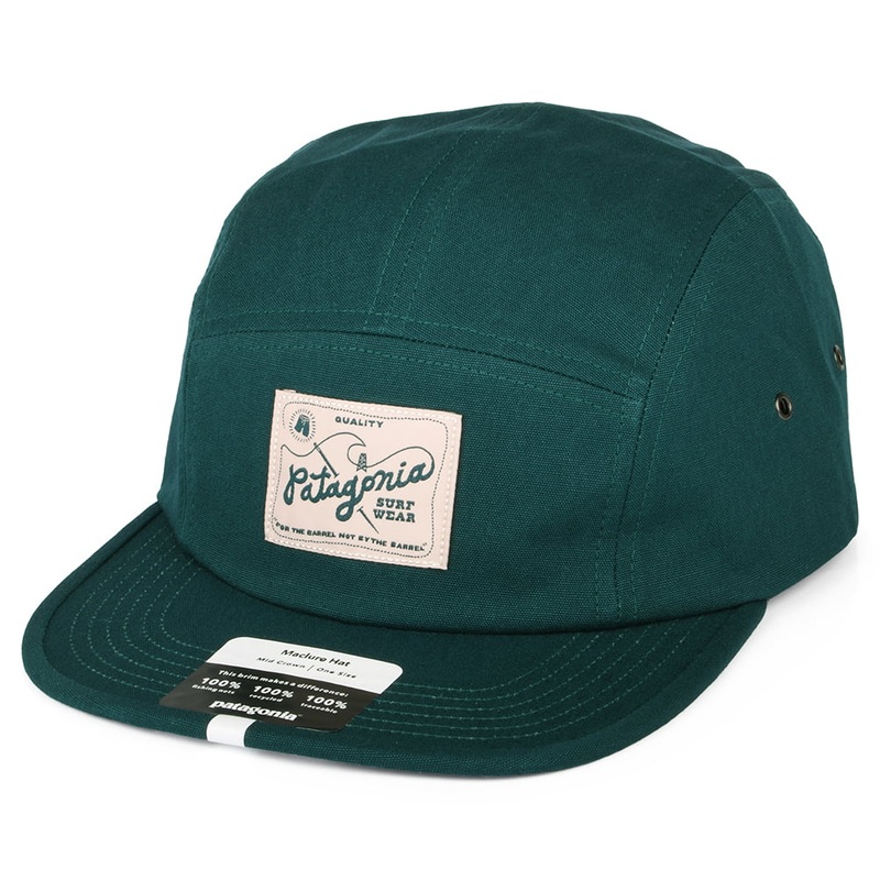Patagonia Hats Quality Surf Label Maclure Organic Cotton 5 Panel Cap – Dark Green Adjustable