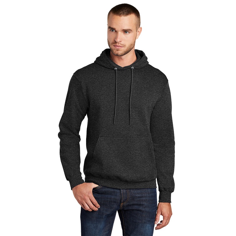 Port & Company PC78H Core Fleece Pullover Hooded Sweatshirt – Black Heather Black Heather S
