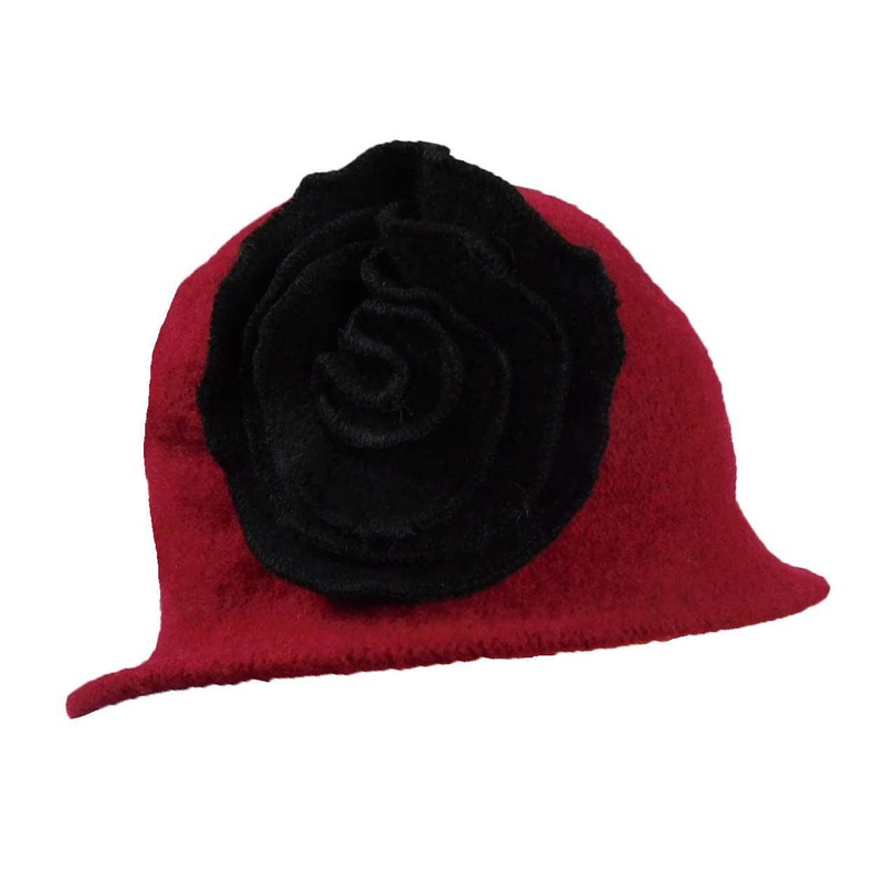 Red Cloche with Black Rose