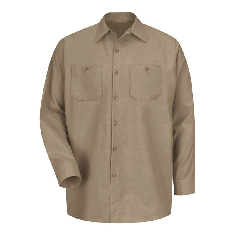 Red Kap SP14 Industrial Long Sleeve Work Shirt – Khaki Khaki S