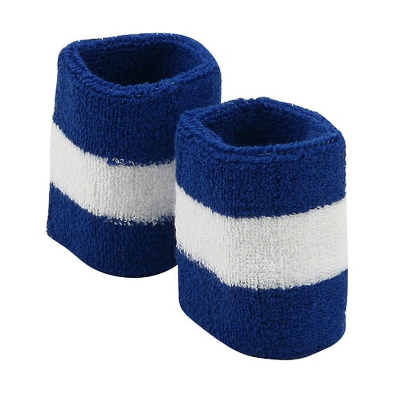 Terry Stripe Wristband Pair Navy White One Size
