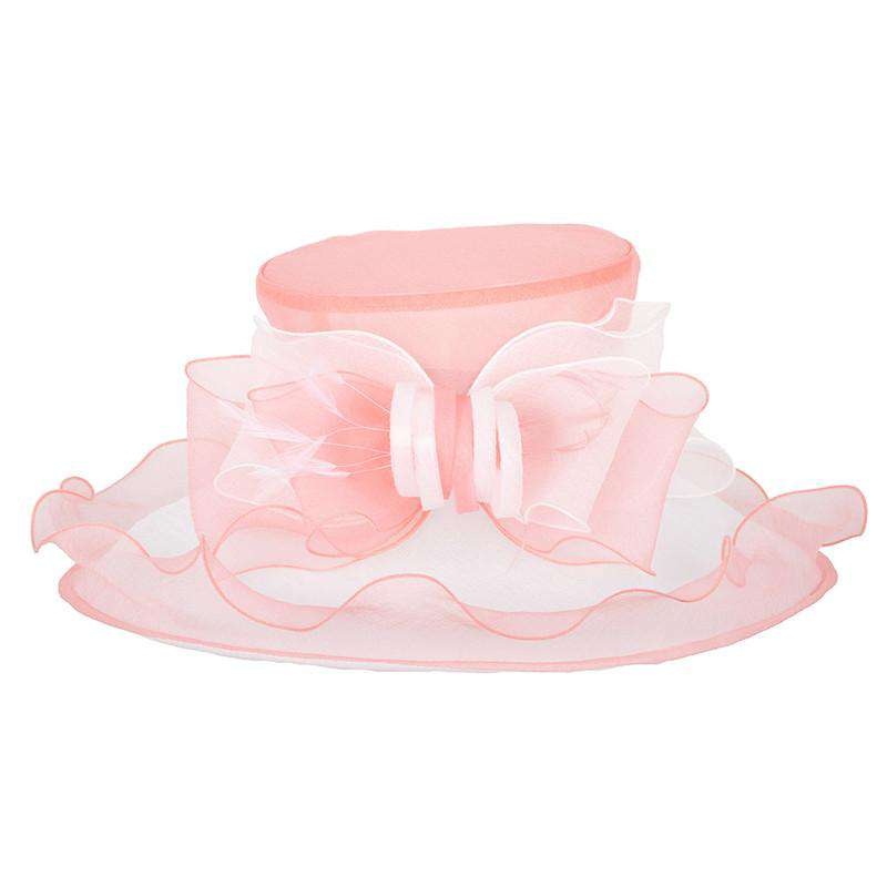 Two Tone Loopy Bow Organza Hat Pink