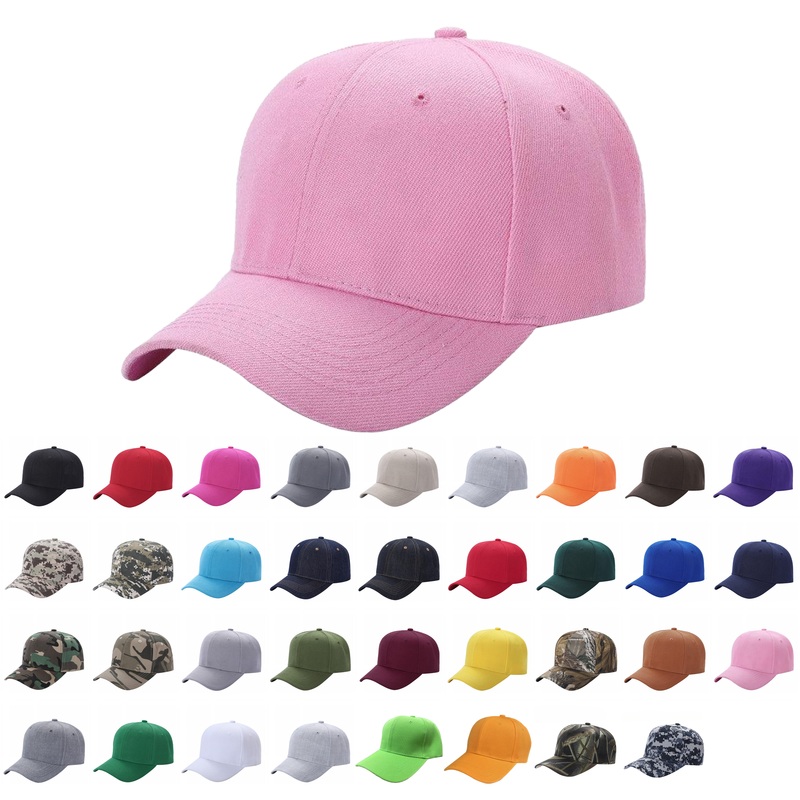 Unbranded Structured Baseball Cap, Blank 6 Panel Hat Black