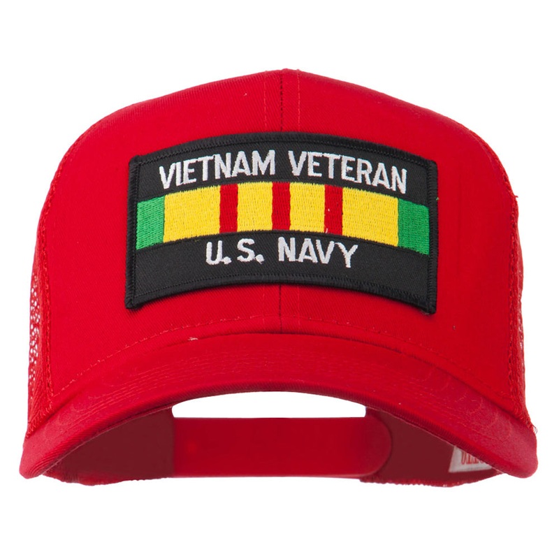 Vietnam Navy Veteran Patched Mesh Cap Red One Size