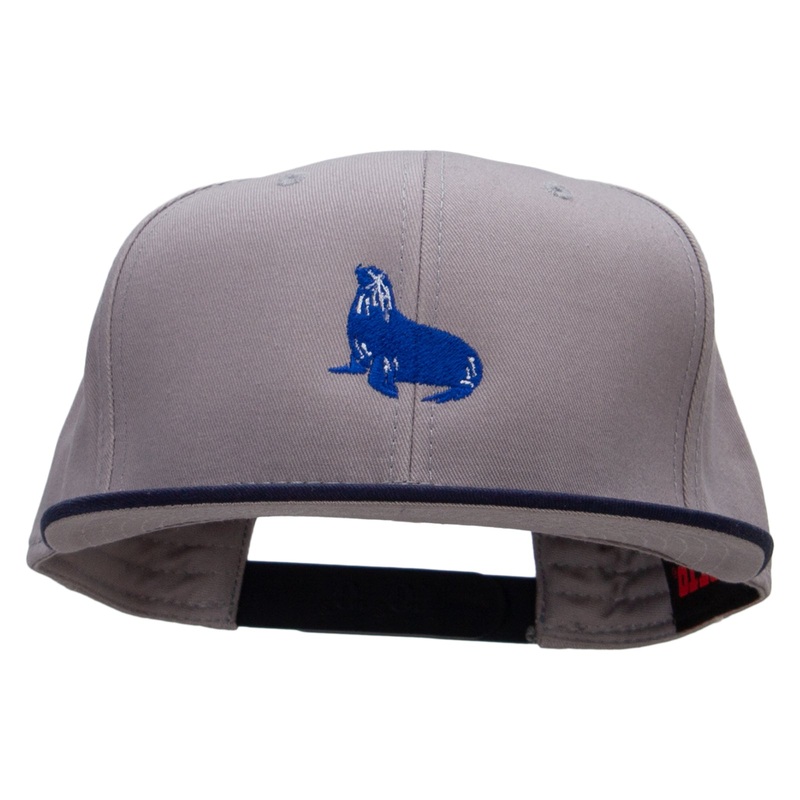 Blue Seal Embroidered Two Tone Superior Cotton Twill Flat Bill Snapback Cap Navy Grey One Size