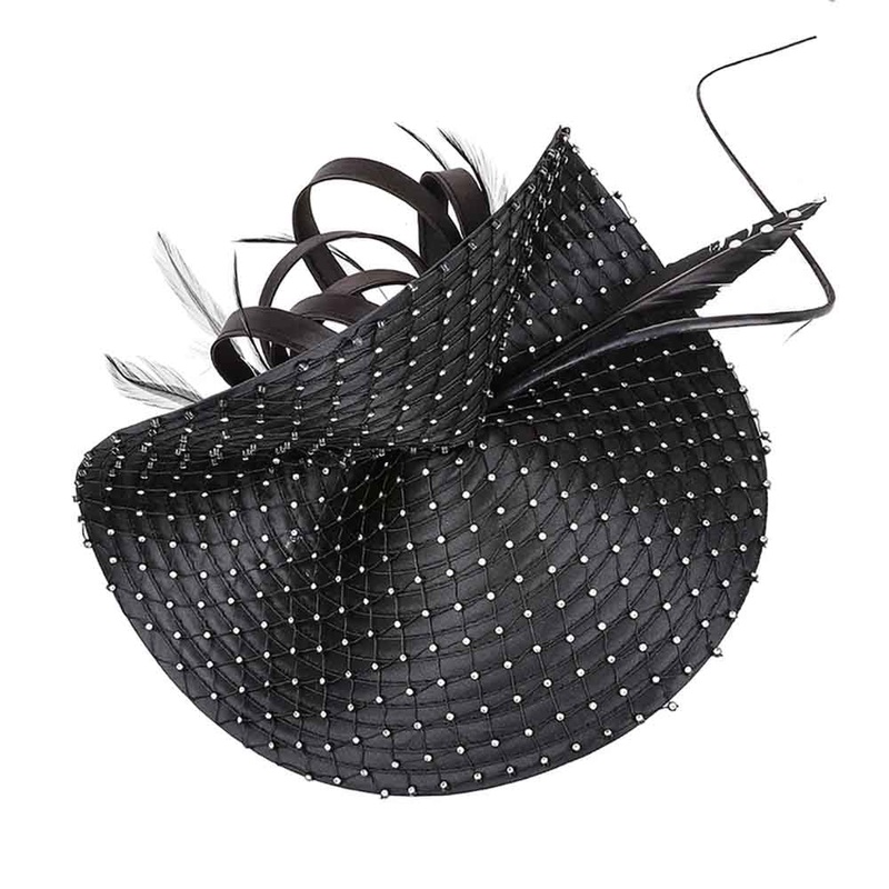 Derby Day Fancy Satin Ribbon Fascinator with Quill – Something Speical Black
