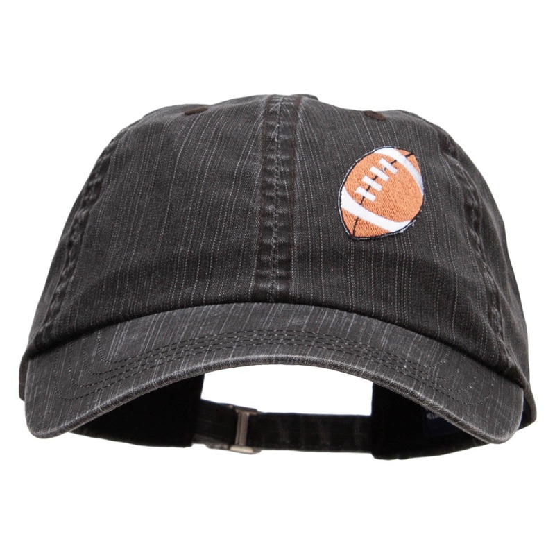 Embroidered Football Patched Pigment Dyed Special Cotton Cap Black One Size