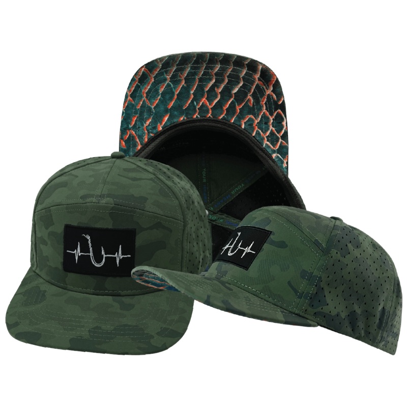 Fishing Hat – Flat Bill – Soft Teal Camo – Laser Mesh