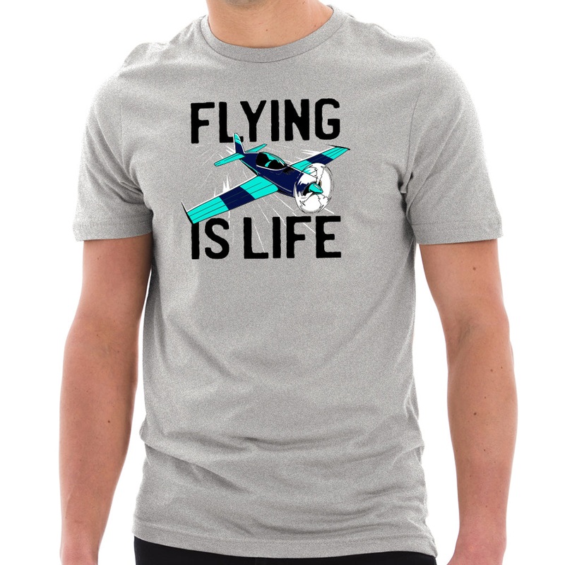 Flying Is Life Graphic Design Unisex Short Sleeve Cotton Jersey T-Shirt Heather Grey XS