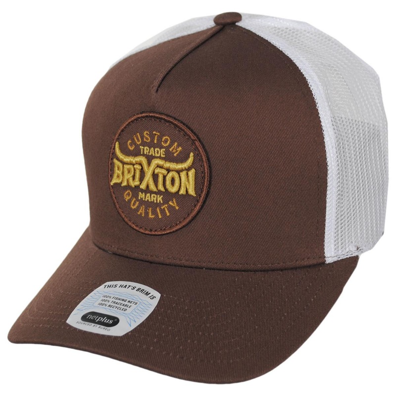 Gibson Netplus MP Mesh Trucker Snapback Baseball Cap BROWN/OFF WHITE ADJUSTABLE