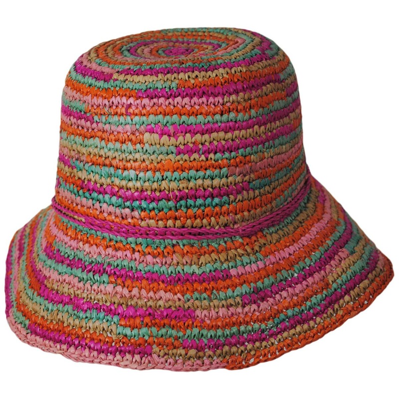 Iris Raffia Straw Bucket Hat MIXED BROWN ONE SIZE FITS MOST