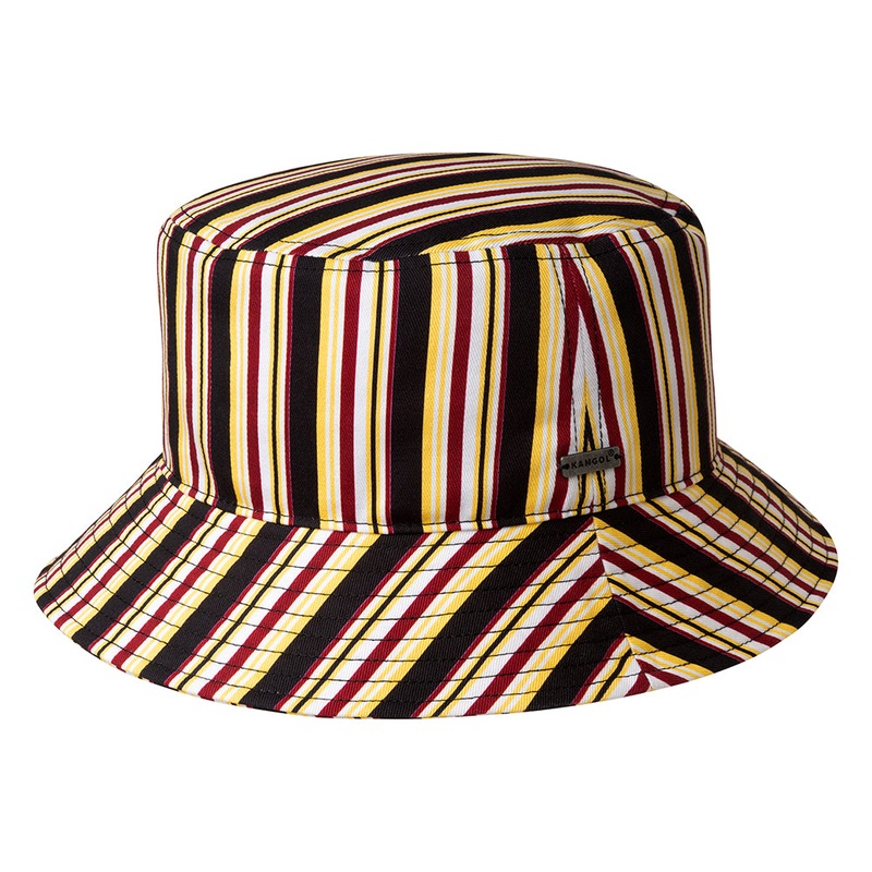 Kangol 70s Stripe Bucket Hat – Black-Wine-Yellow Small/Medium
