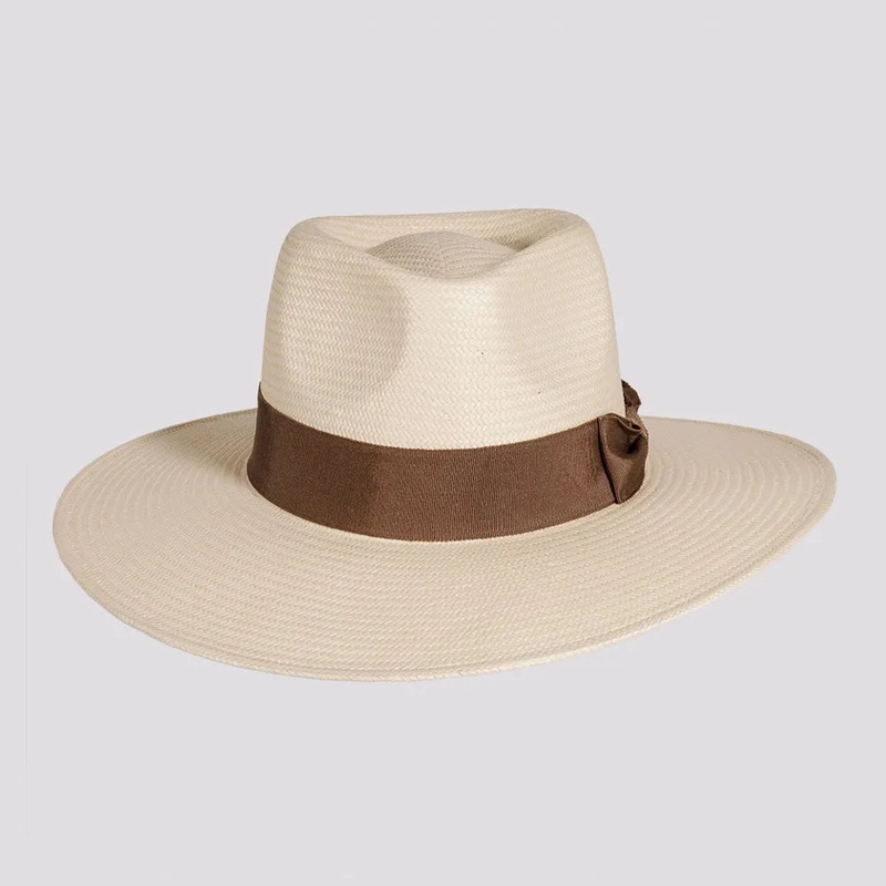 Lennox | Womens Glazed Toyo Straw Outback Wide Brim Sun Hat Ivory S/M