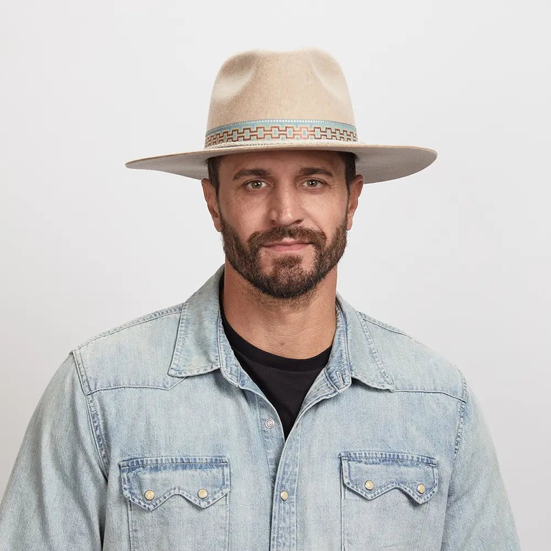 Maldives Moon | Mens Wide Brim Felt Fedora Hat Oatmeal SM