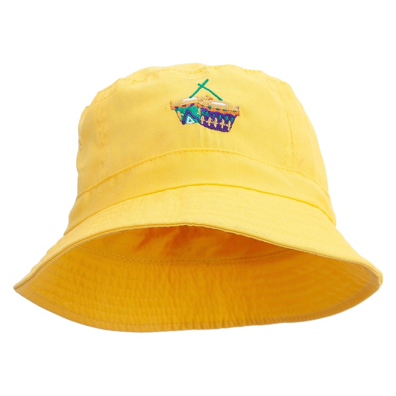 Mardi Gras Double Drum Embroidered Bucket Hat Yellow One Size