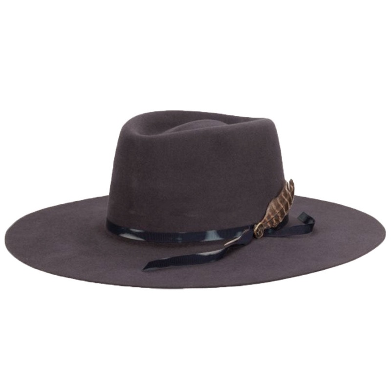 Moonstone Wool Felt Flat Brim Fedora – Vintage Biltmore Hats USA Taupe M/L (7 1/4; 58 cm)