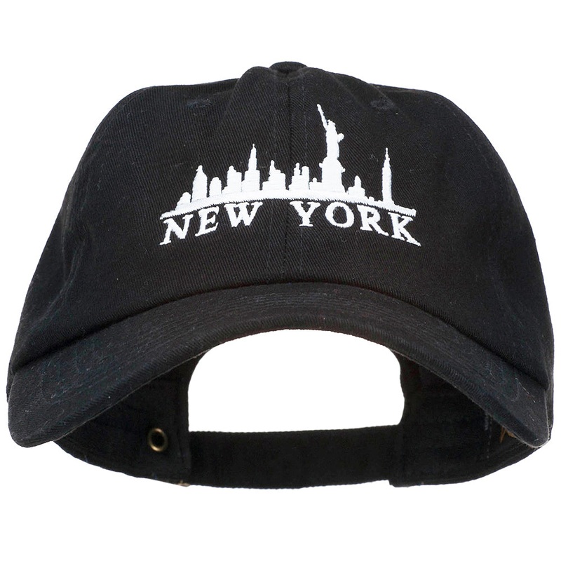 New York Skyline Embroidered Washed Cap Black One Size