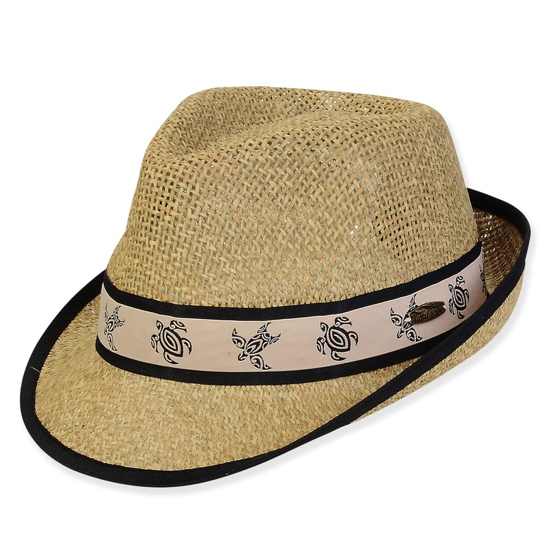 Open Weave Straw Fedora with Turtle Tape Band – Tidal Tom Hats Natural M/L (57-59 cm)