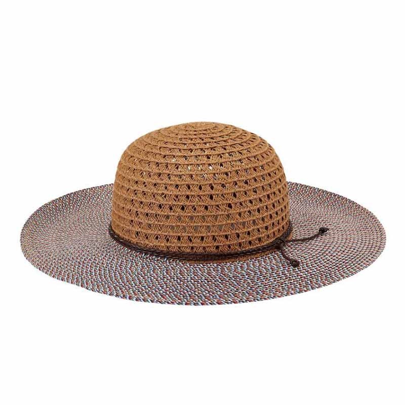 Petite Wide Brim Sun Hat with Multi Color Brim – San Diego Hat Brown Extra-Small (53 cm)