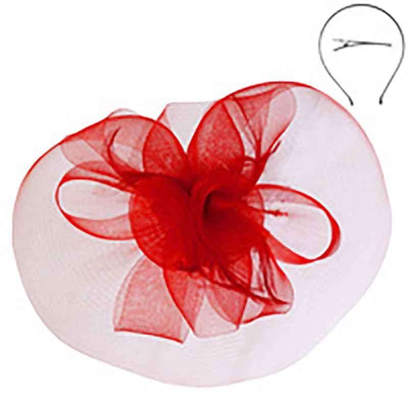 Red Mesh Veil Lily Fascinator Red