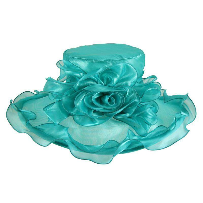 Rose Shimmer Crushable Organza Hat Blue Zirconia
