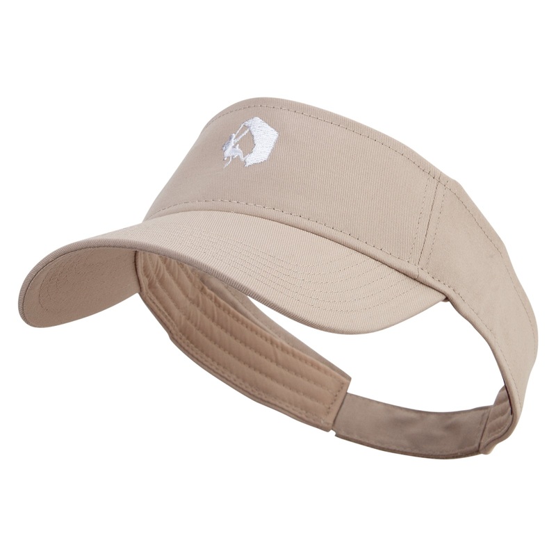 Simple Rock Climbing Logo Embroidered Cotton Twill Sun Visor Khaki One Size