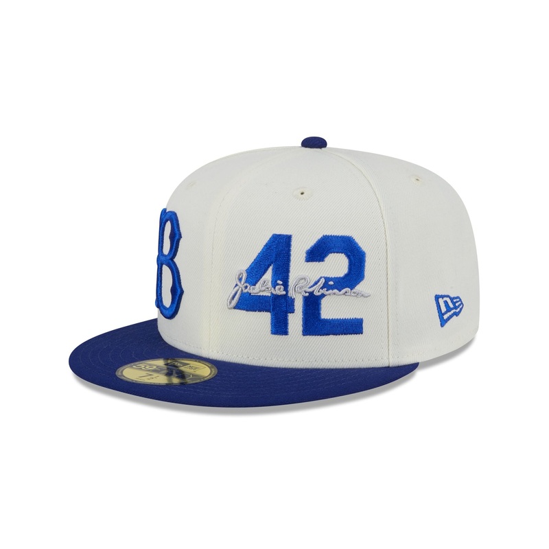 Brooklyn Dodgers Jackie Robinson Chrome White 59FIFTY Fitted Hat 7