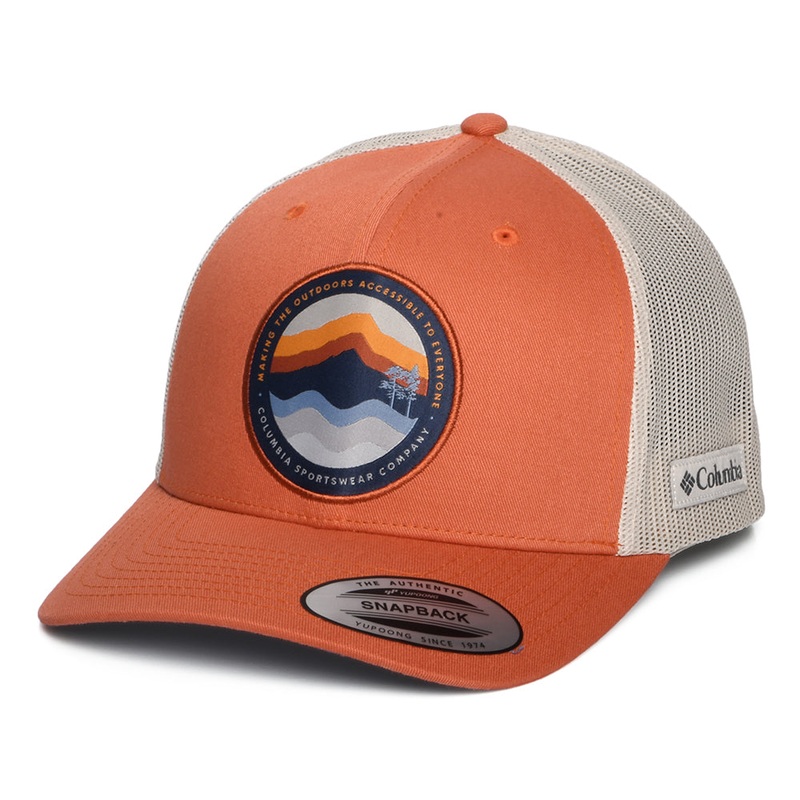 Columbia Hats Circular Landscape Mesh Trucker Cap – Burnt Orange Adjustable