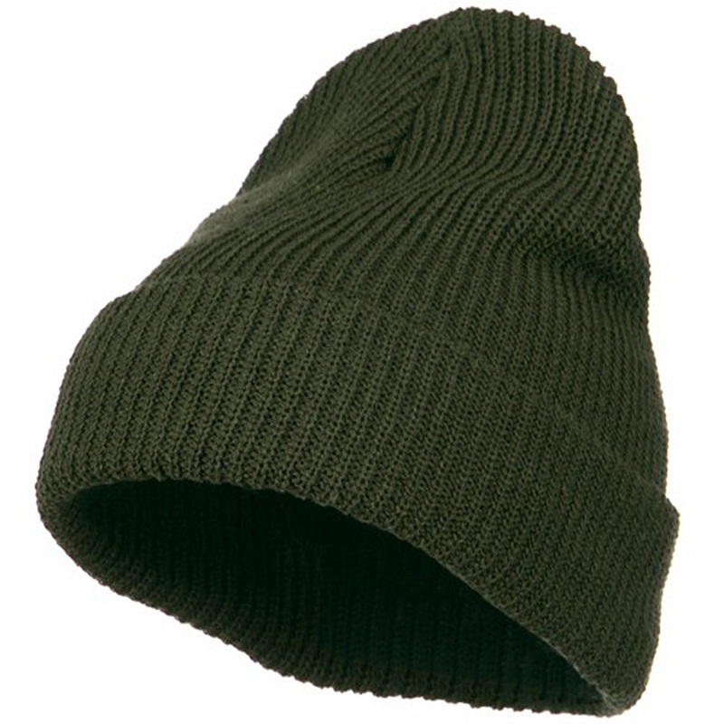 Eco Cotton Ribbed XL Cuff Beanie Olive XL