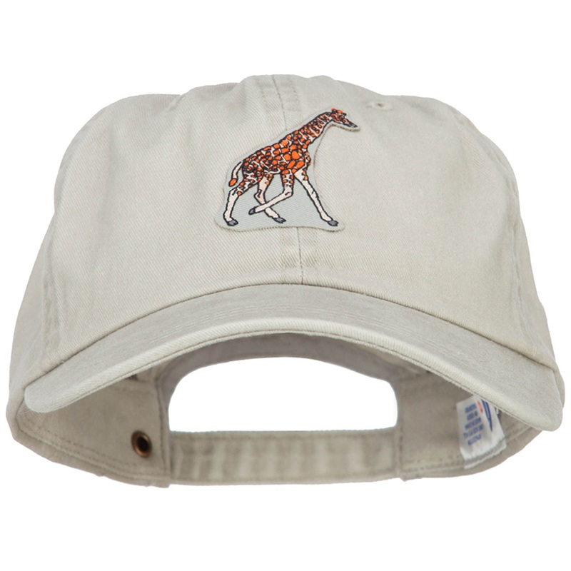 Giraffe Wild Animal Patched Washed Cotton Twill Cap Stone One Size