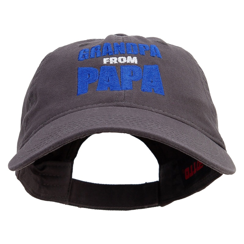 Grandpa From Papa Embroidered Garment Washed Cotton Twill Cap Charcoal One Size