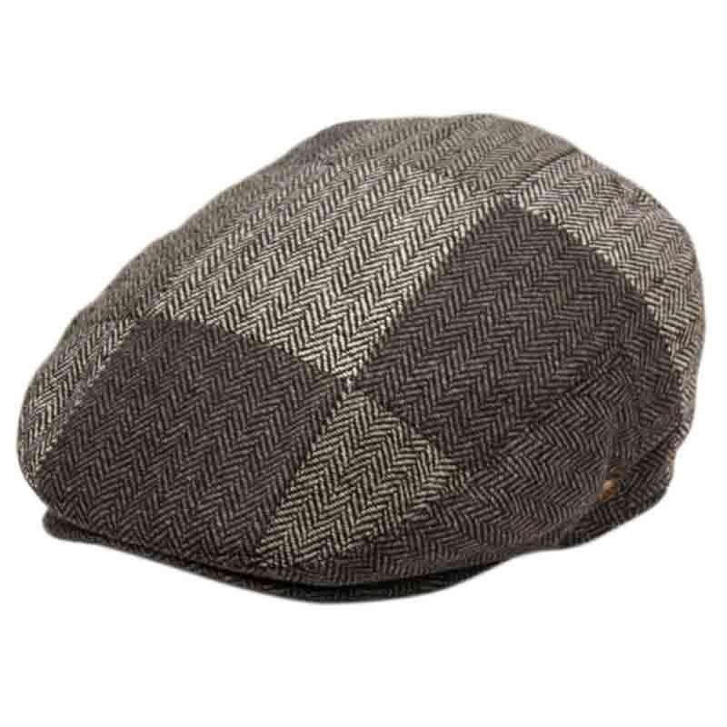 Herringbone Check Patchwork Wool Ivy Cap – Epoch Hats Grey M (22 3/8″)