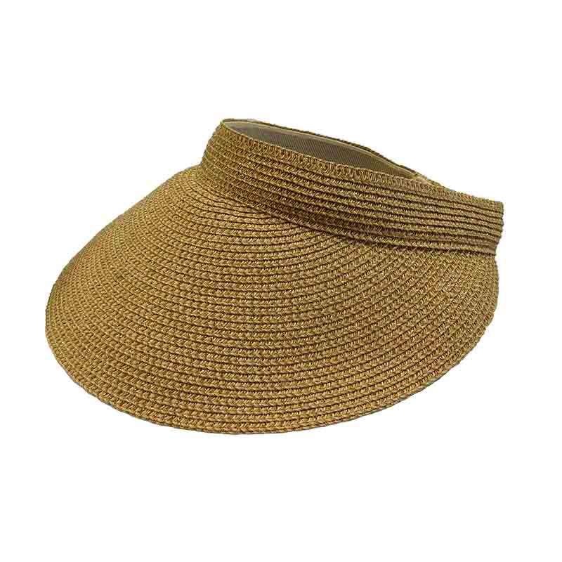 Large Sun Visor with Metallic Accent – Jeanne Simmons Hats Tan-Gold