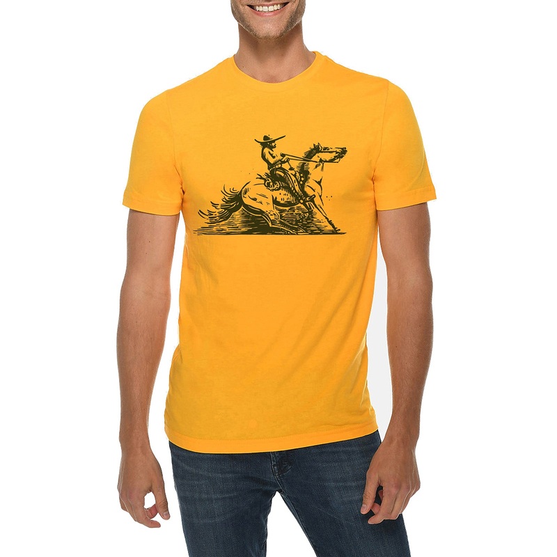 Mexican Cowboy Graphic Design Deluxe Jersey T-Shirt Taxi Gold XS