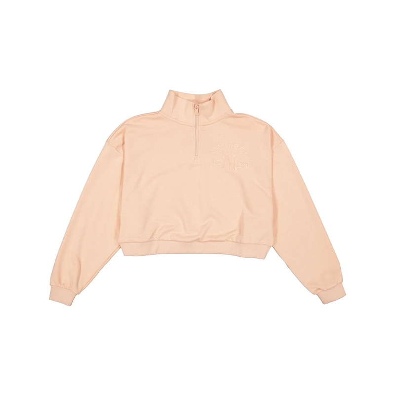New York Yankees Tonel Cropped Pastel Pink Women’s Quarter Zip XS