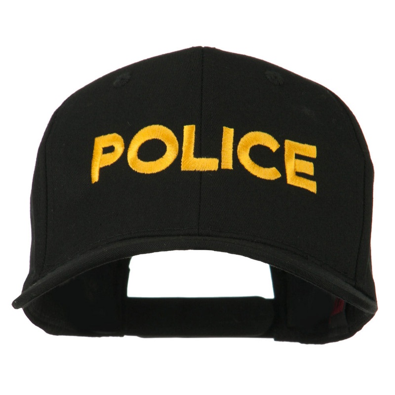 Police Letter Embroidered High Profile Cap Black One Size