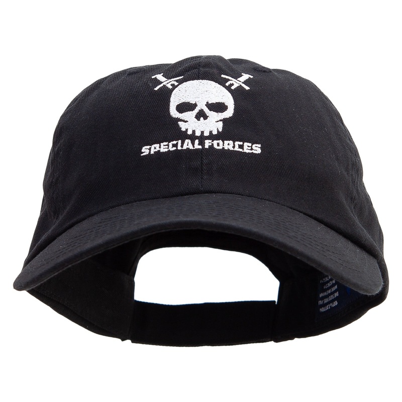 Skull Special Forces Embroidered Low Profile Dyed Cotton Twill Cap Black One Size