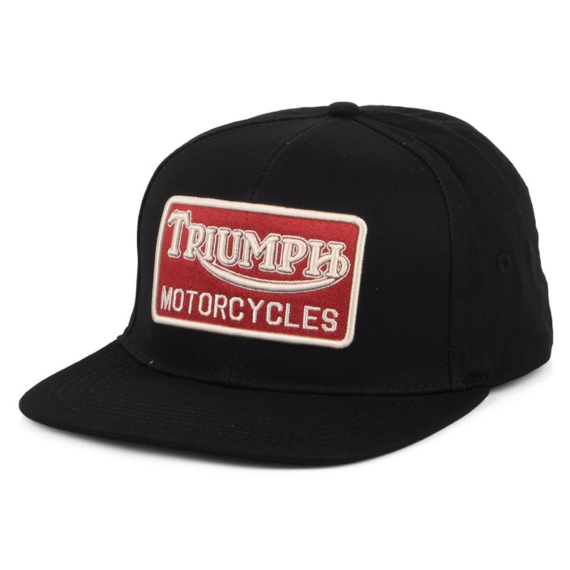 Triumph Motorcycles Straggler Cotton Flat Brim Baseball Cap – Black Adjustable
