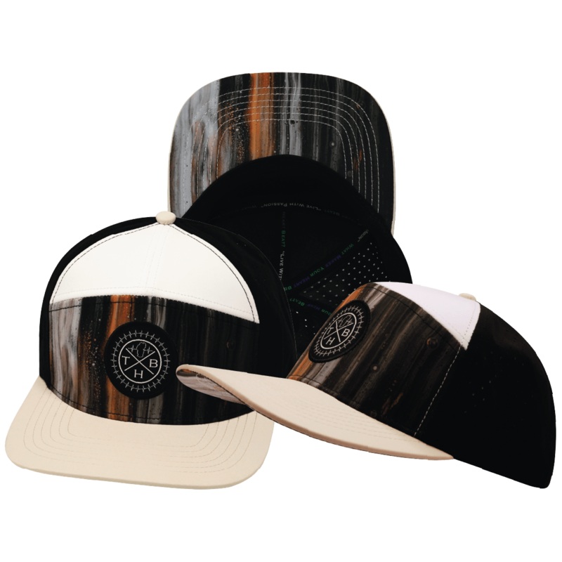 **YOUTH** Color Vibes Hat – Flat Bill – Mystic Tree – Cream / White / Black – Laser Mesh