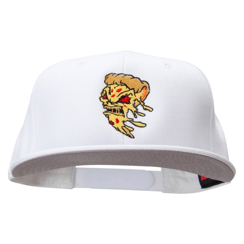 Angry Pizza Monstor Embroidered Prostyle Snapback White One Size