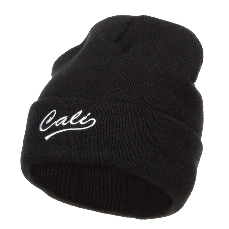 Cali Embroidered Big Size Beanie Black XL-3XL