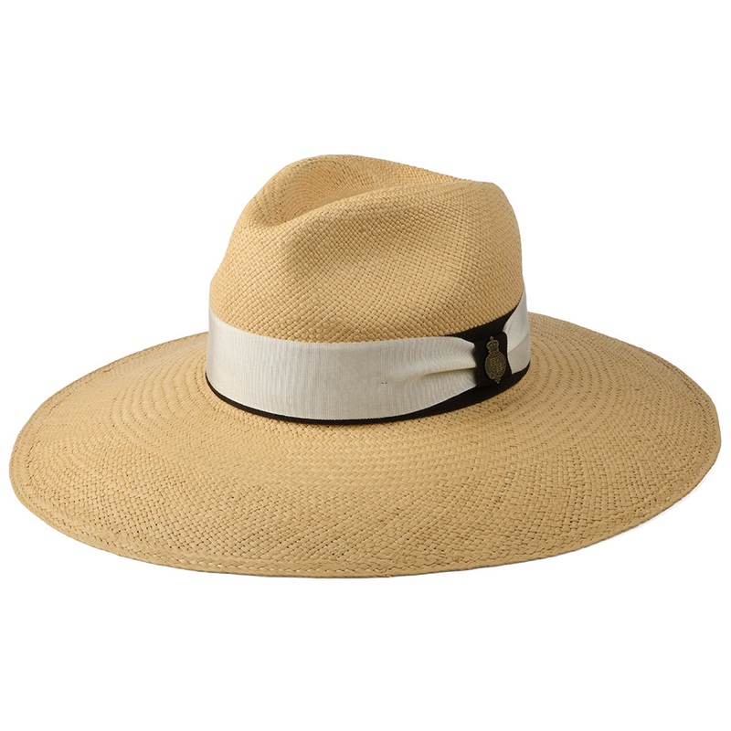 Christys Hats Classic Jessica Wide Brim Panama Hat With Cream-Brown Band – Natural 55