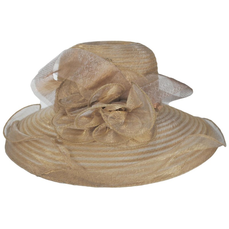 Iridescent Milan Organza Downbrim Hat BRONZE ONE SIZE FITS MOST