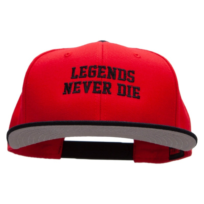 Legends Never Die Embroidered Wool Blend Pro Style 2 Tone Snapback Black Red One Size
