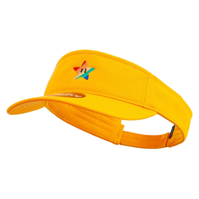 Mario Rainbow Star Embroidered Brushed Sports Visor Yellow One Size