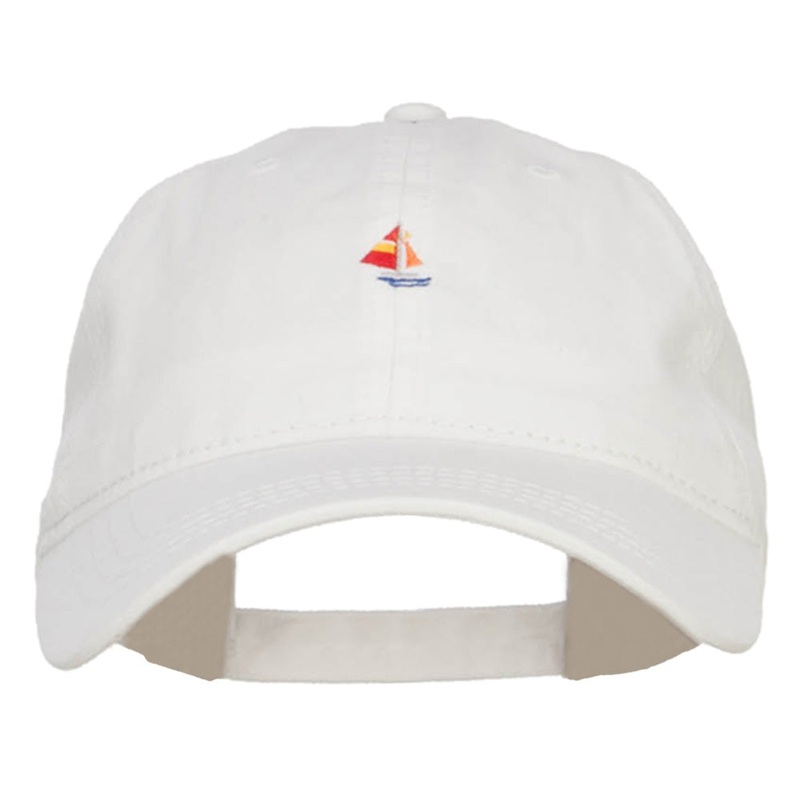 Mini Sailboat Embroidered Washed Cap White One Size
