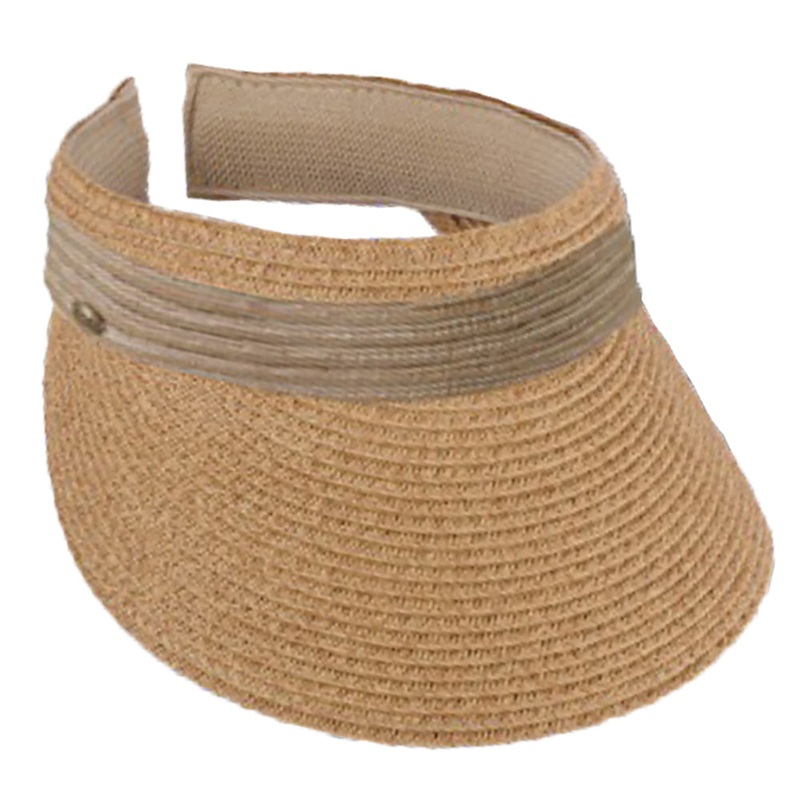 Panama Jack Staw Clip-On Sun Visor, 4.75″ Peak Natural Tweed