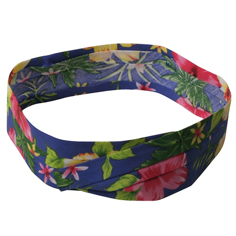 Pleated Palm Tree And Flower Hat band Yellow One Size