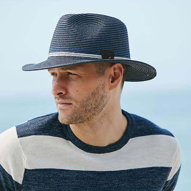 Safari Hat with Two Tone Inline Band – Scala Collection Hats Navy S/M (56-57 cm)