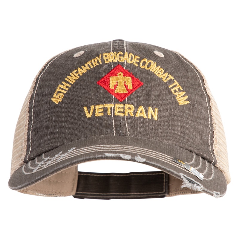 U.S. Army 45th Infantry Brigade Combat Team Embroidered Low Profile Special Cotton Mesh Cap Brown Khaki One Size